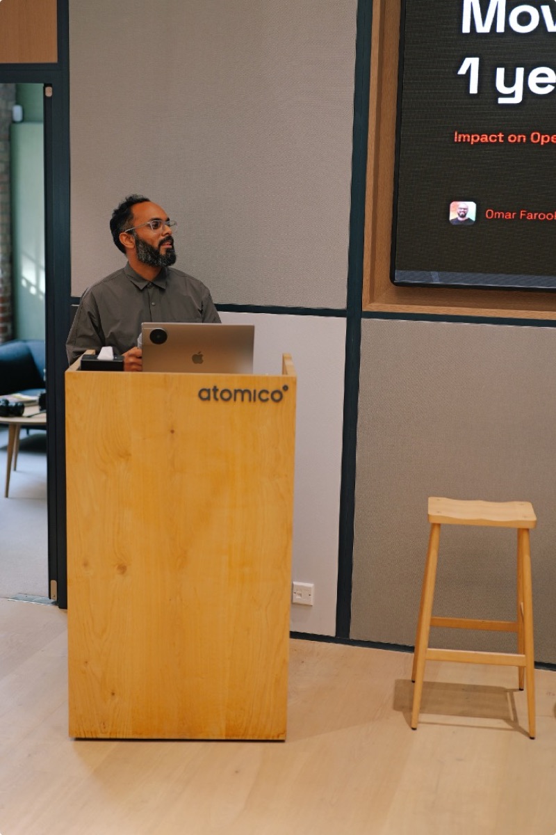 Omar Farook presenting at Atomico