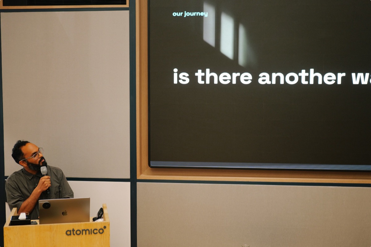 Omar Farook speaking at an event